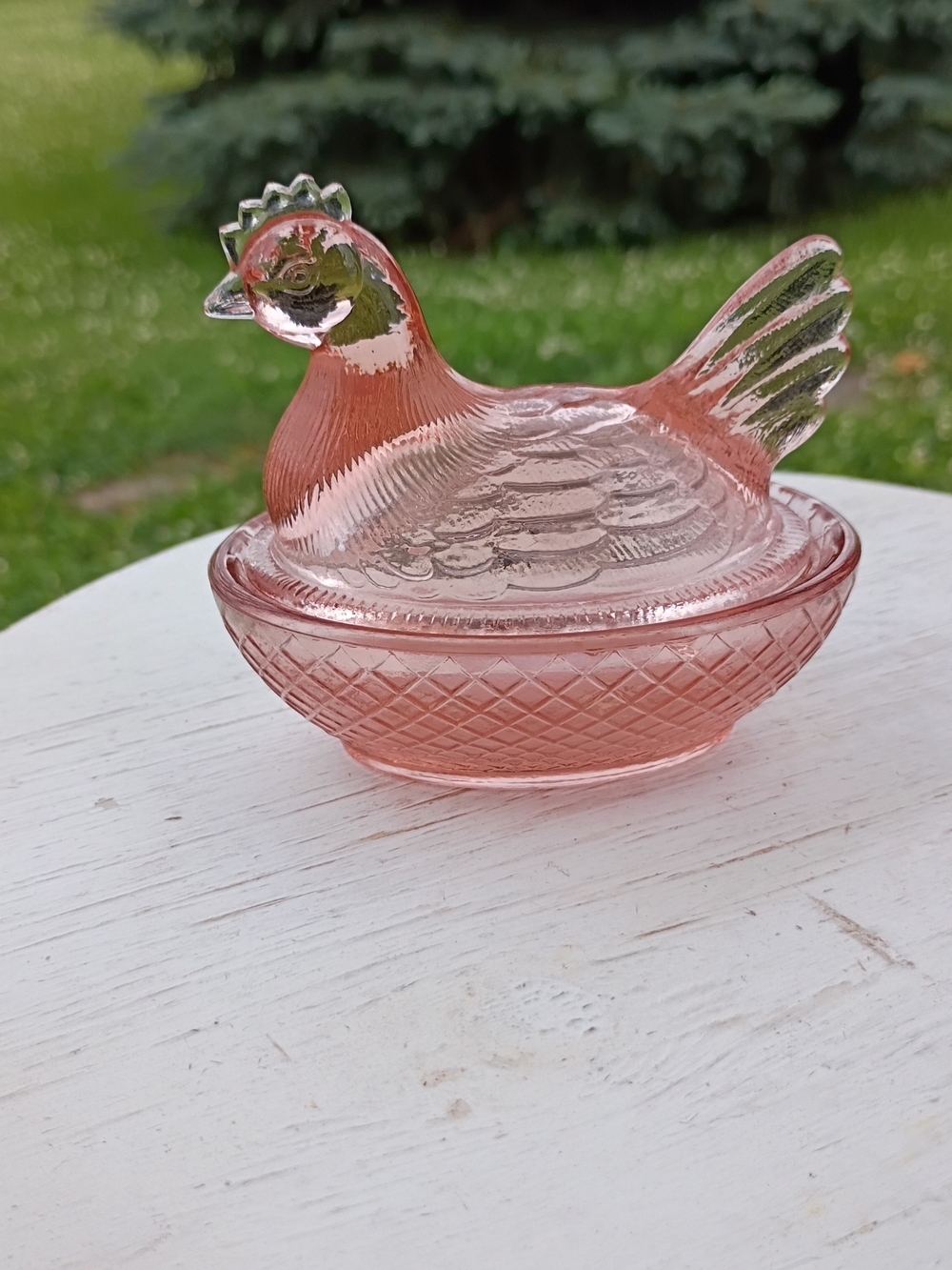 Boyd Art Glass 3.5" Hen on Nest #169 Honeycomb Pink Raspberry HTF